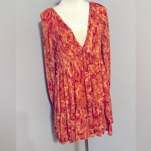 Free People, Size: US L Tunic/High-Low Dress, multi-color red and orange